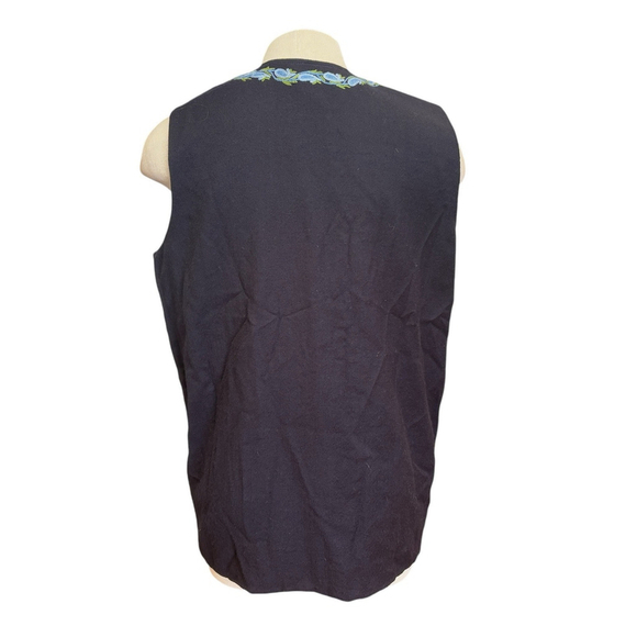 VTG April Cornell Vest Wool Embroidered Lined Blue Boho Size S/M - Picture 5 of 8